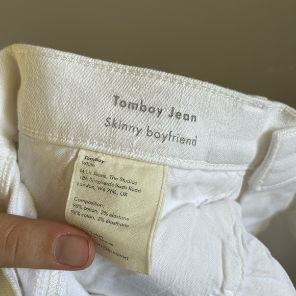 Anthropologie MiH Jeans Womens white Denim‎ Jeans Tomboy Jean Skinny Boyfriend - Picture 11 of 11